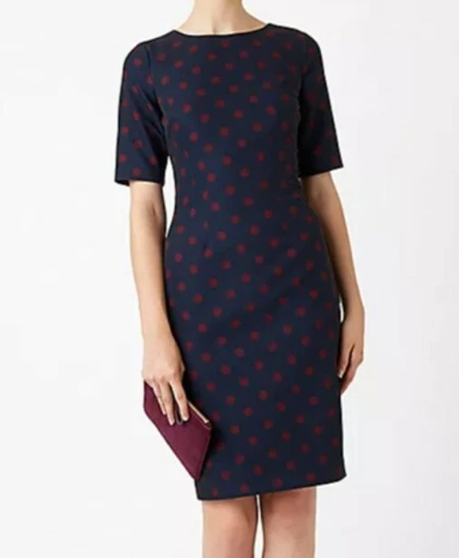 HOBBS ASTRAEA DRESS Navy Burgundy RRP 169 Size 10 BNWT 470
