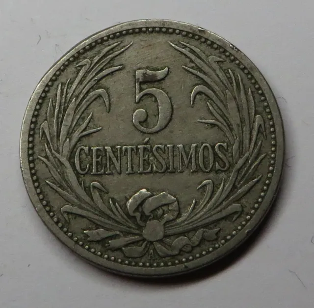 Uruguay 5 Centesimos 1909A Copper-Nickel KM#21