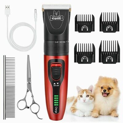 Pet Dog Cat Fur Hair Trimmer Scissors Comb Grooming Clippers Kit Rechargeable US
