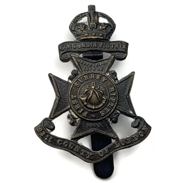 Original First Surrey Rifles, 21st Battalion County of London Regiment Cap Badge