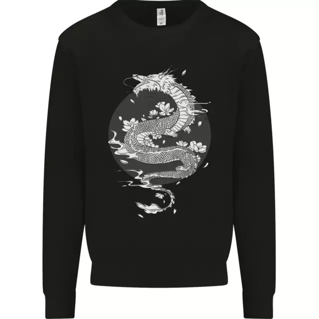 Japanese Fantasy Dragon Sun Background Mens Sweatshirt Jumper