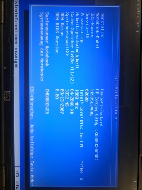 hp Compaq 6910p ungetestet ohne HDD, Caddy, Netzteil, Zubehör