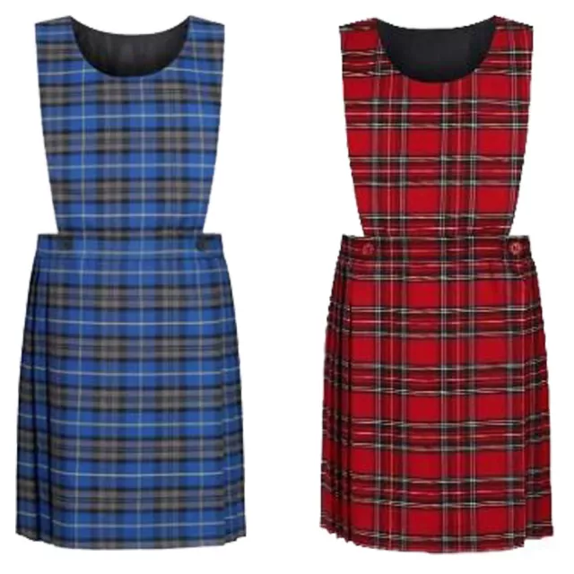 NEW GIRLS SLEEVELESS Tartan Pleated Bib Pinafore Kids School