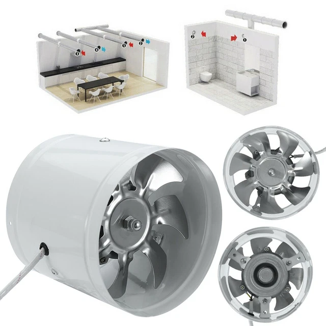 6'' Duct Booster Inline Blower Fan 260 CFM Exhaust Ducting Cooling Vent Fan -