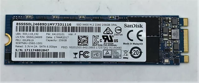 NEW LENOVO Sandisk 256GB SSD SATA M.2 2280 SSS0L24689 X400