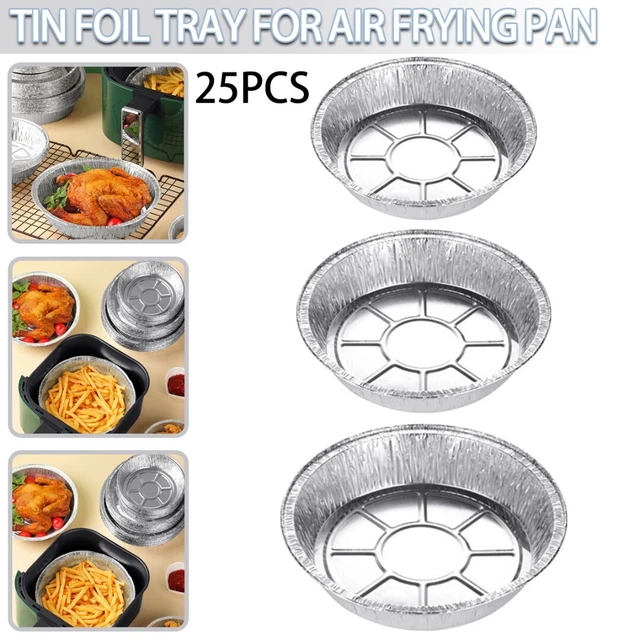 25 pz fodere in alluminio a prova di olio per friggitrice ad aria rotonda antiaderente antiaderente latta D