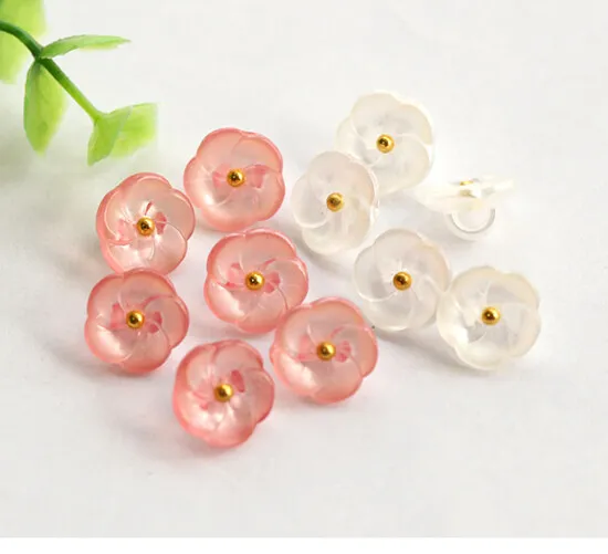 10Pcs 11.5Mm Pink Blossom Flower Resin Shank Back Buttons - Baby Sewing Craft