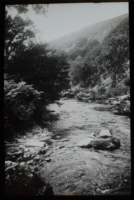 ANTIQUE Magic Lantern Slide DOWN LYNN MALMSMEAD C1900 PHOTO DEVON ENGLAND RIVER