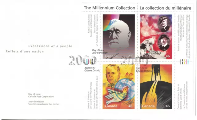 Canada Stamp #1825 - FDC U/A - Humanitarians and Peacekeepers (2000) 4 x 46¢