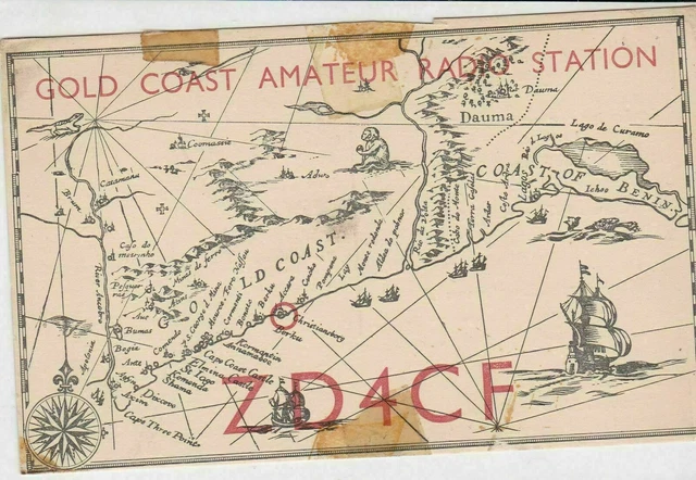 Vintage QSL Radio communication card gold coast 1956 ref 18572