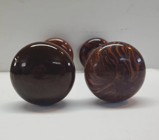 4 Antique Brown Swirl Porcelain Door Knobs