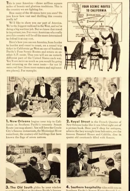 Southern Pacific Railroad New Orleans Royal Street Vintage Print Ad 1942