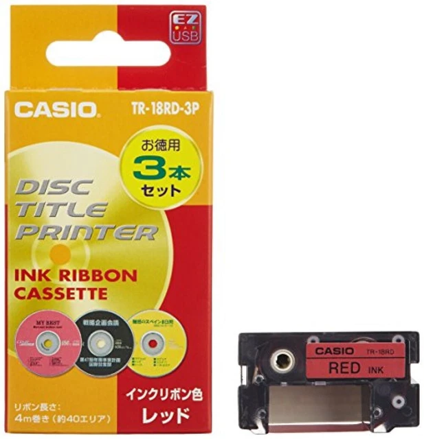 New Casio TR-18RD-3P Red Ink Ribbon Disc Title Printer 3pcs from Japan  F/S