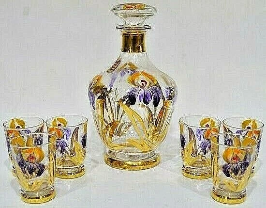 Service A Liqueur 1 Carafe Et 6 Verres Des Cristalleries De Monaco & Monte Carlo