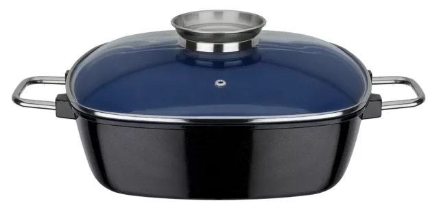 GSW Induktion Bräter mit Glasdeckel Gourmet Ceramica Kobalt-Blau 5 Liter NEU