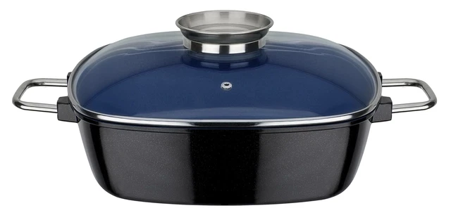 GSW Induktion Bräter mit Glasdeckel Gourmet Ceramica Kobalt-Blau 5 Liter NEU