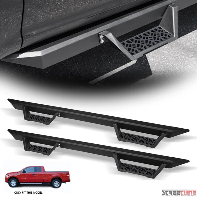 For 04-08 Ford F150 Super/Extended Cab Matte Black Modular Drop Step Bars Boards