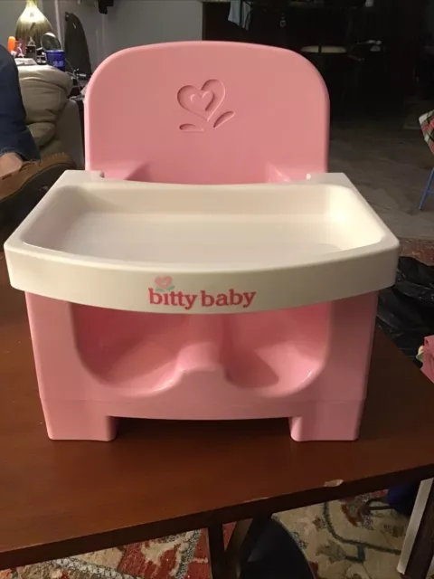 American Girl Bitty Baby Doll Pink High Chair Booster Seat with Tray American Girl Bitty Baby Doll Pink High Chair Booster Seat with Tray