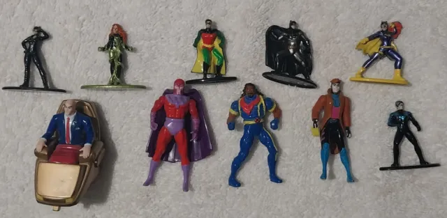 Lot Of 10 X-Men Steel Mutants Marvel and DC Die-Cast Action Figures