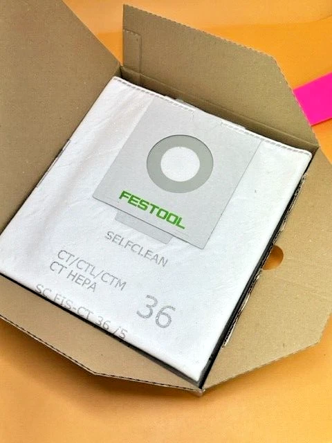 496186 Festool Cleantec Self Clean Filter Bags SC-FIS-CT 5X, 5 Pack, HEPA