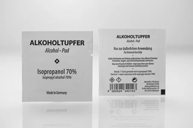 Alkoholtupfer, Pads, Tücher, Alkoholpads, Reinigung, Tupfer, Isopropanol 70%