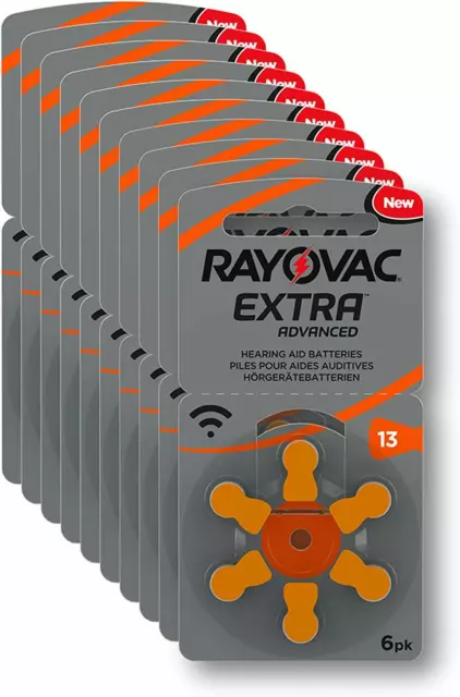 Pack 60 pilas de audifono Rayovac Extra Advanced - Zinc 13 / PR48, sin mercurio