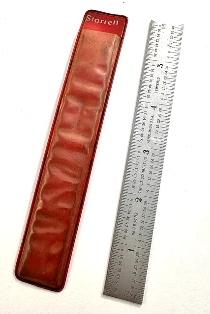 LS Starrett C604RE Pocket Steel Rule w Inch Graduations 6" Tempered Ruler case