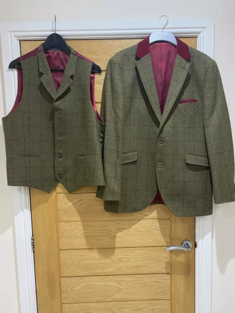 Brook Taverner Waistcoat And Jacket Two Piece Tweed 44R