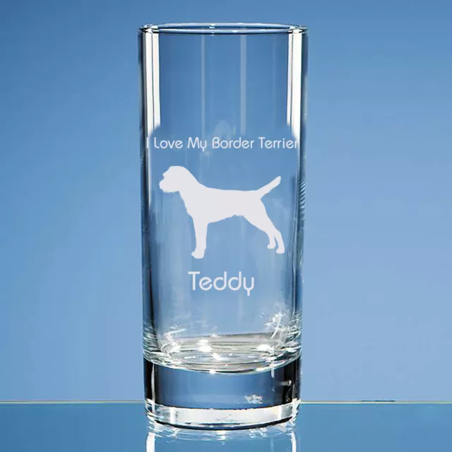 Border Terrier Dog Lover Gift Personalised Hand Engraved Highball Glass Dog Gift