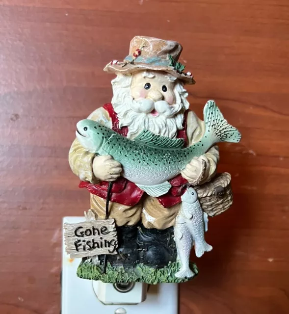Gone Fishing Santa Plug In Night Light Unique RARE Tested See Photos 02/03 SKL