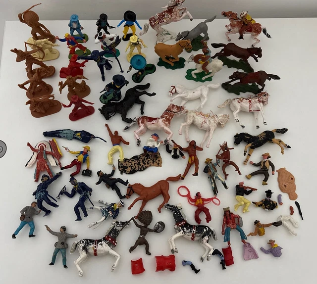 Figurines Cowboys Britains Herald 1/32 - Lot Plastique Peint - Boîte D'origine