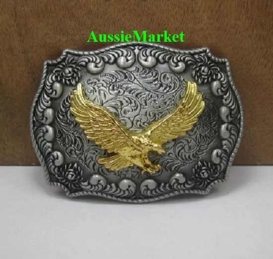 1 x mens ladies belt buckle metal jeans gold american eagle bird usa u.s gift