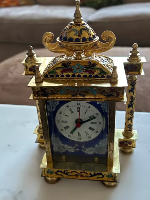 Chinese old cloisonne enamel antique hand-wound table clock junk