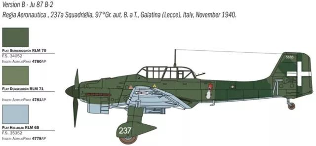 ,ITALERI, Avión JU 87 B-2/R-2 Stuka Picchiatello para montar y pintar, 1/48, ...
