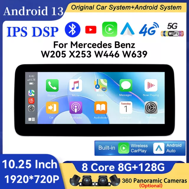 Für Mercedes-Benz C/GLC/V/X W205 Android 13 Autoradio GPS Navi Carplay 128GB DAB