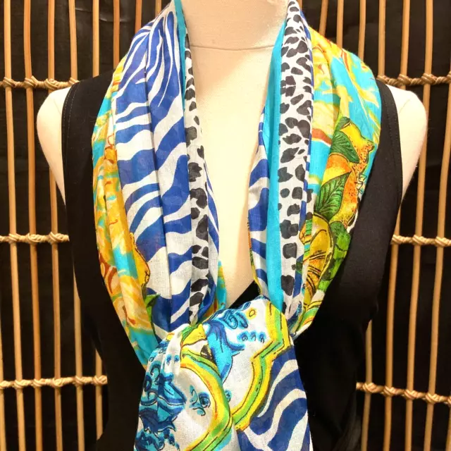 BNWT Animal Print Lemons Women's Long Scarf Beach Sarong Wrap Positano Italy