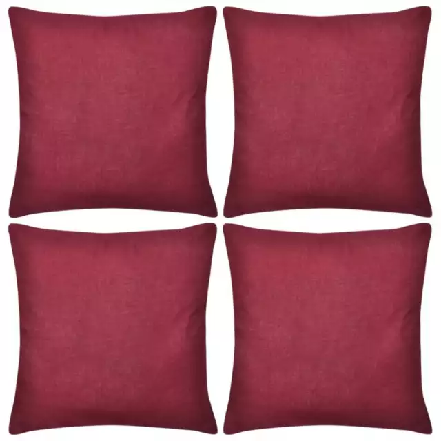 4 Burgundy Cushion Covers Cotton 50 x 50 cm