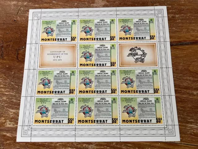 Montserrat Centenary Of The UPU 1879-1979 55c Stamp Mini Sheet, MNH