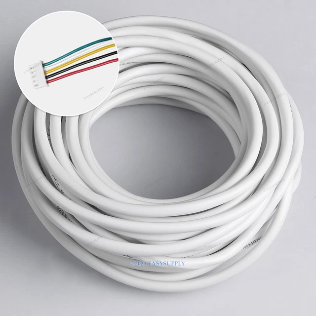 0.3mm² Câble 5 Fils Cuivre Flexible Blanc Pour Système Portier Vidéo Interphone