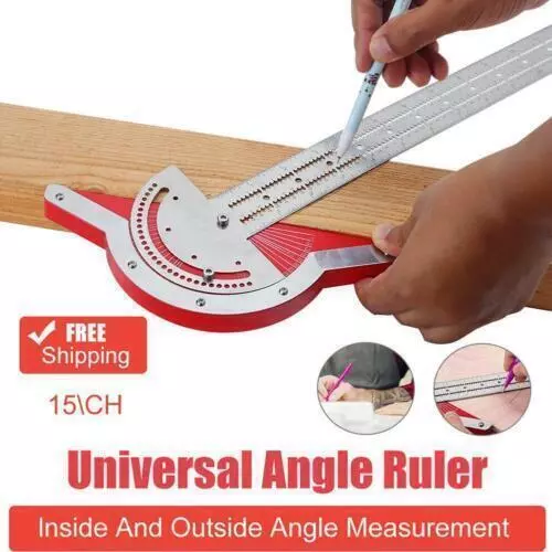 Woodworkers Edge-Rule Stainless Steel Adjustable Protractor Angle Finder-Caliper