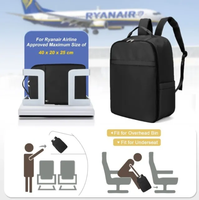 Bolso de mano tamaño cabina Ryanair 40x20x25 equipaje de mano con carga USB