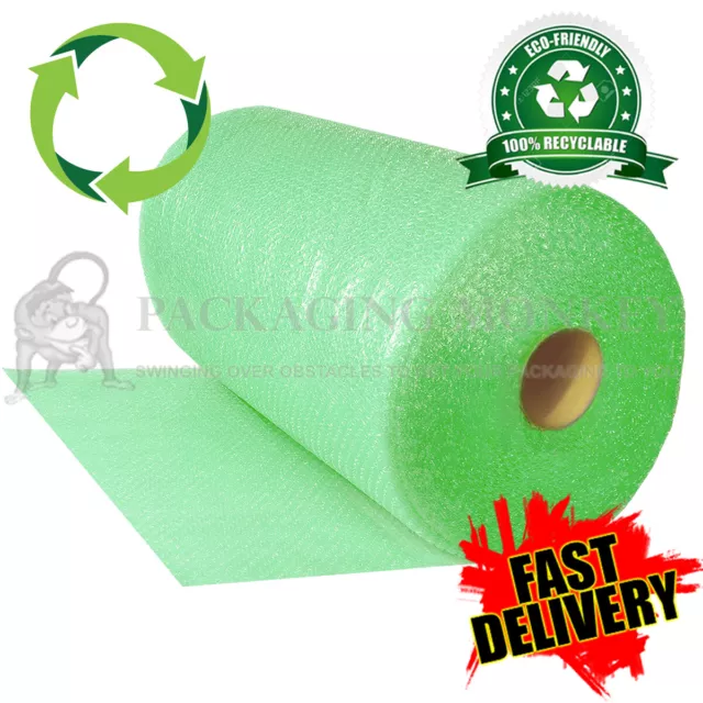 BIODEGRADABLE GREEN BUBBLE WRAP ROLLS - CHOOSE WIDTH (400mm, 500mm) RECYCLABLE