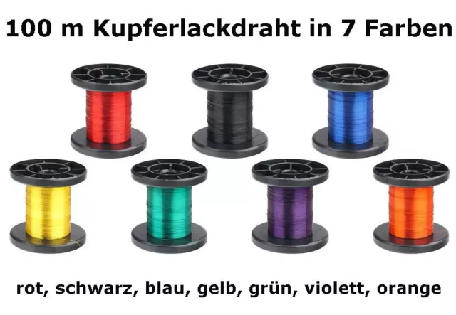 100m Kupferlackdraht (Lackdraht), Ø 0,15 mm, lötbar, versch. Farben (DO LD15)