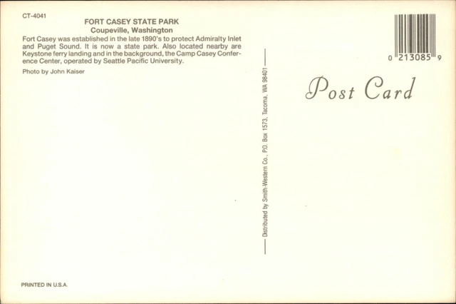 Washington Fort Casey State Park aerial view boat ~ unused postcard sku429 2