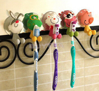 Cartoon Animal Toothbrush Holder Wall Mounted Sucker Bathroom Suction Cup J xp