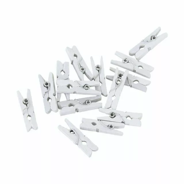 Mini Wooden Pegs x 24 White Craft Supplies Photos Baby Shower Party Decorations