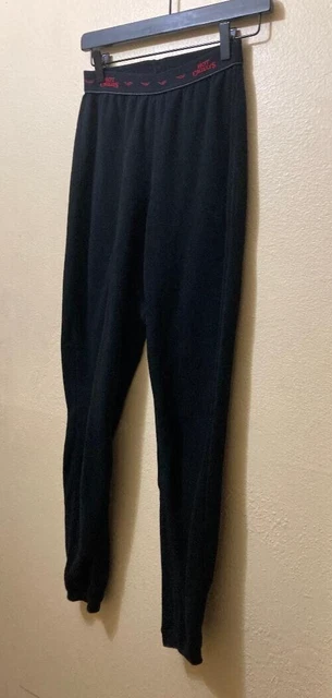 Vintage Hot Chillys Women's Black Fleece Base Layer Logo Pants Size Small