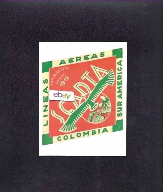 Scadta Columbia Lineas Aereas Sur America 1919 Reproduction Baggage Label