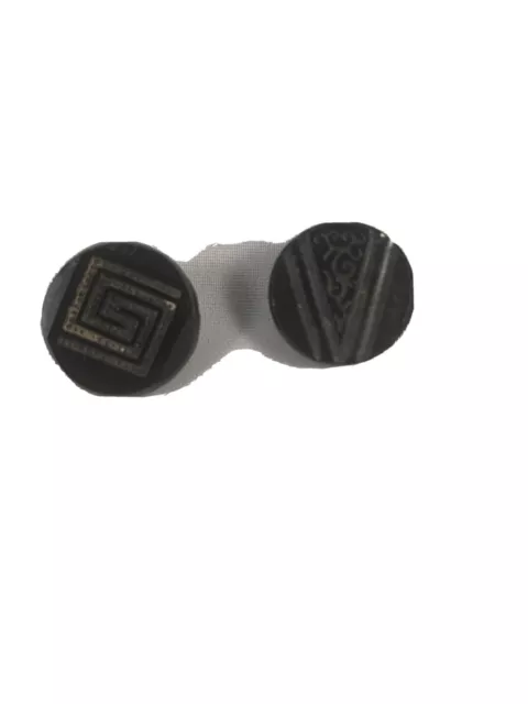 Two Art Deco Vintage Antique Late Victorian Black Glass Button Buttons