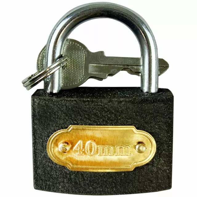 Padlock 40mm Heavy Duty Iron Outdoor Shed Safety Security Shackle Lock 2 Key